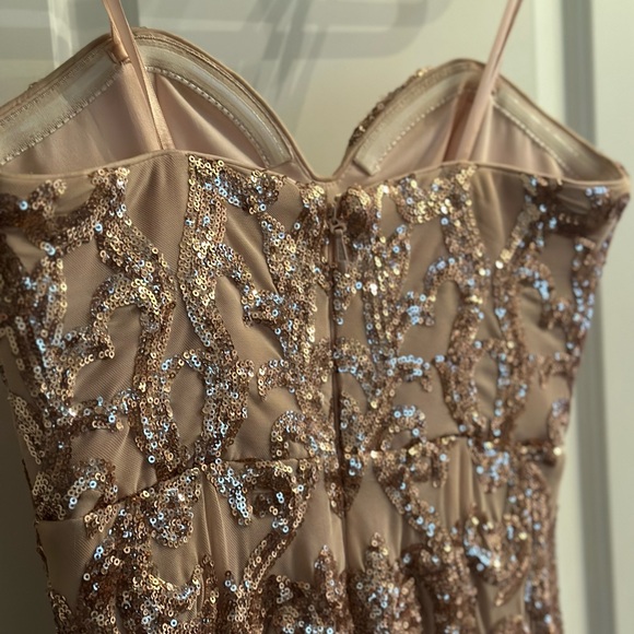 Bariano Rebecca Rose Gold Strapless Sequin Maxi Dress - Picture 8 of 10